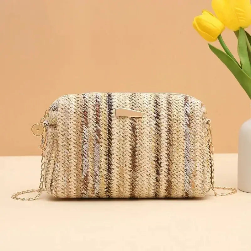 Rattan Knitting Women Straw Bag Beach Summer Chain Small Purse and Handbag Female Shoulder Crossbody Bags Travel Design Flap Bag Shop1102663324 Store