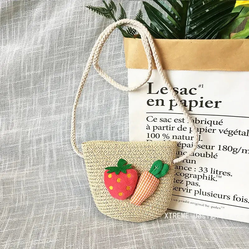 Summer Children's Straw Woven Messenger Bag Lovely Girls Small Coin Purse Handbags Baby Kids Mini Shoulder Bags Princess Wallet XTREME Design Store