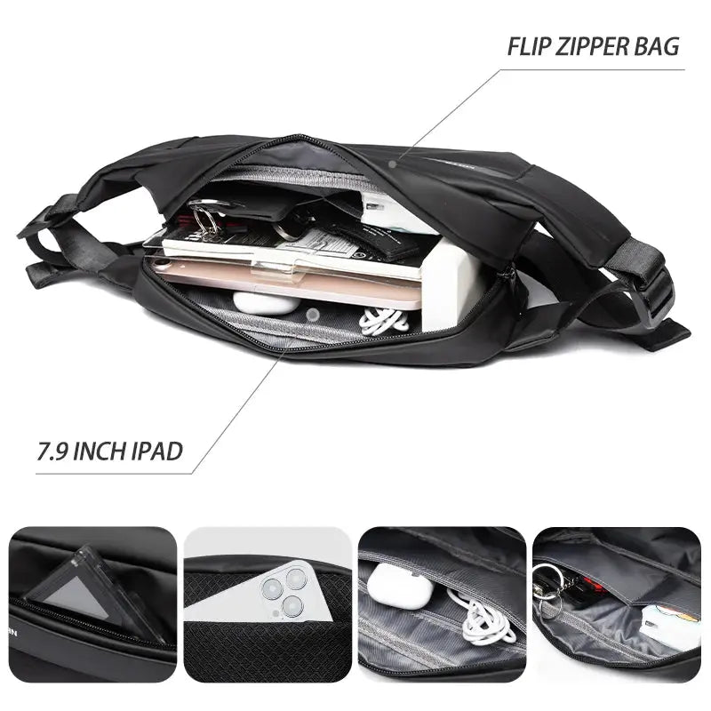 Fashionable Solid Waterproof  Men's Crossbody Shoulder Bag Daily Travel Sports Fanny Pack Bumbag Trend Phone Waist Bag MATE ELAN Official Store