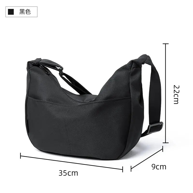 MOYYI Light Weight Minimalism Hobo Crossbody Bag Men Women Fashion Thin Banana Crescent Shoulder Bag Nylon Cross Body iPad Bag MOYYI Official Store