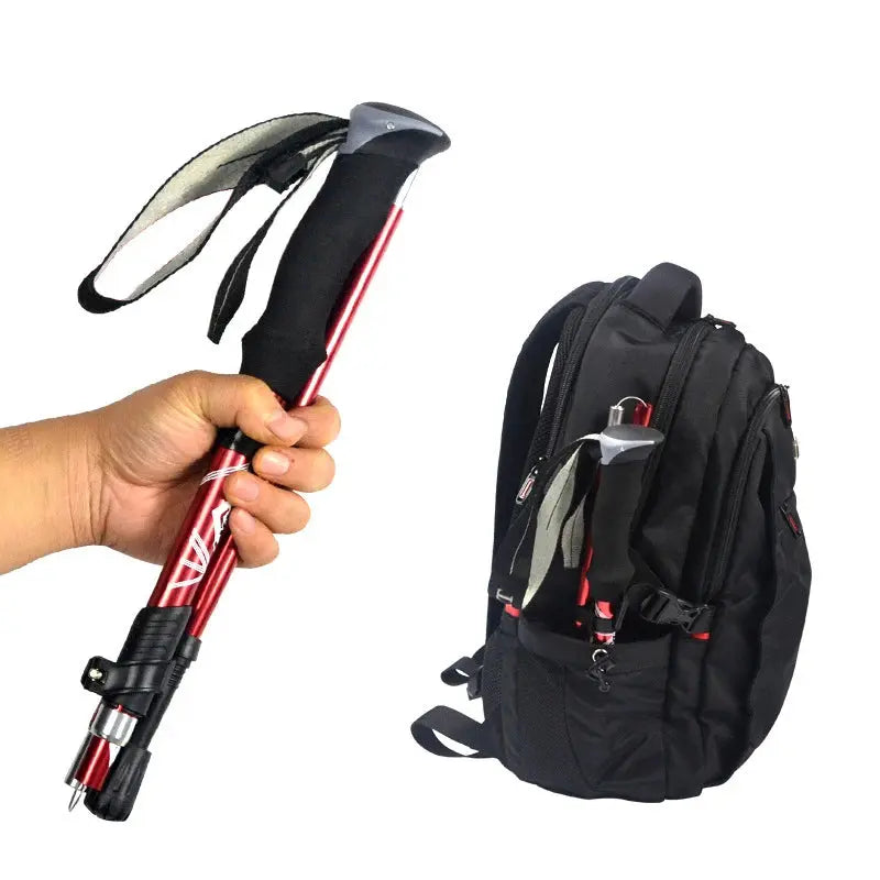 5 Section Outdoor Fold Trekking Pole Camping Portable Walking Hiking Stick For Nordic Elderly Telescopic Easy Put Into Bag 1 PCS PACOONE Camp Store