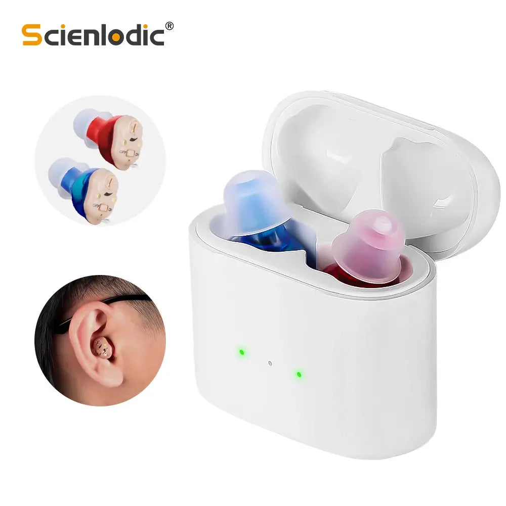 Elderly Hearing Aid Rechargeable ITE Deaf The Listening Device Mini Wireless Sound Amplifier Invisible Hearing Aids Headphones ViveFit Store