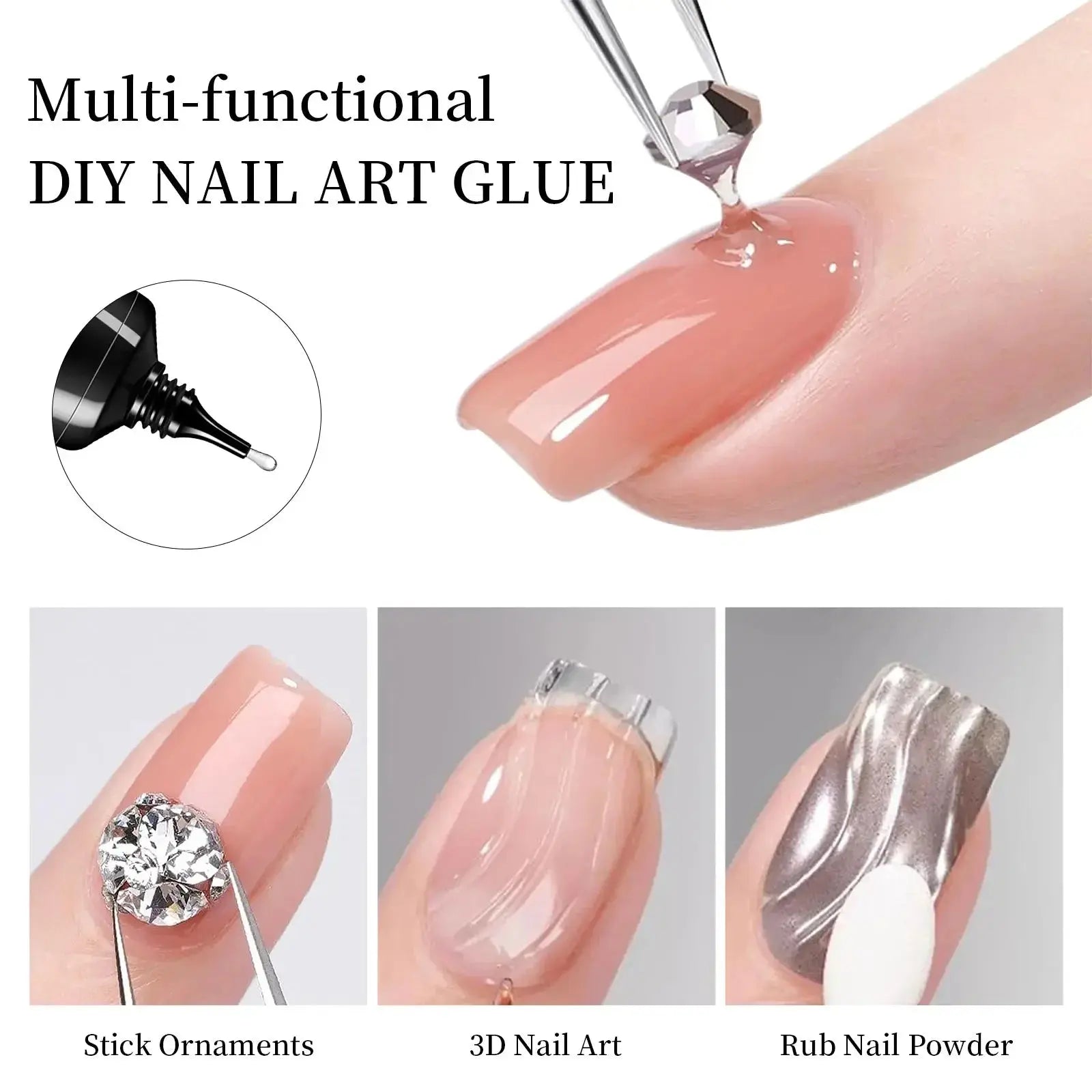 30g Nail Rhinestone Glue for Nails Super Strong Gel Nail Glue for Nail Charm 3D Nails Bling Gel Decoration Gem Nail Art Diamonds Misscheering Official Store