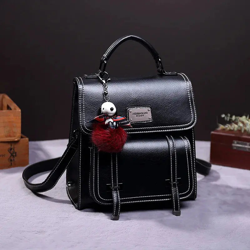 Vintage Women's Backpack 2025 New PU Leather Girls Shoulder Bag Multifunctional Large Capacity Crossbody Bags Student Backpacks Angel Wish Store