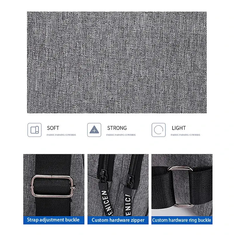 Travel Men's Handbags USB Chest Bag Designer Messenger Crossbody Bags Water-Proof Shoulder Bag Diagonal Package Sports Back Pack QUEENSHOW Bag Store