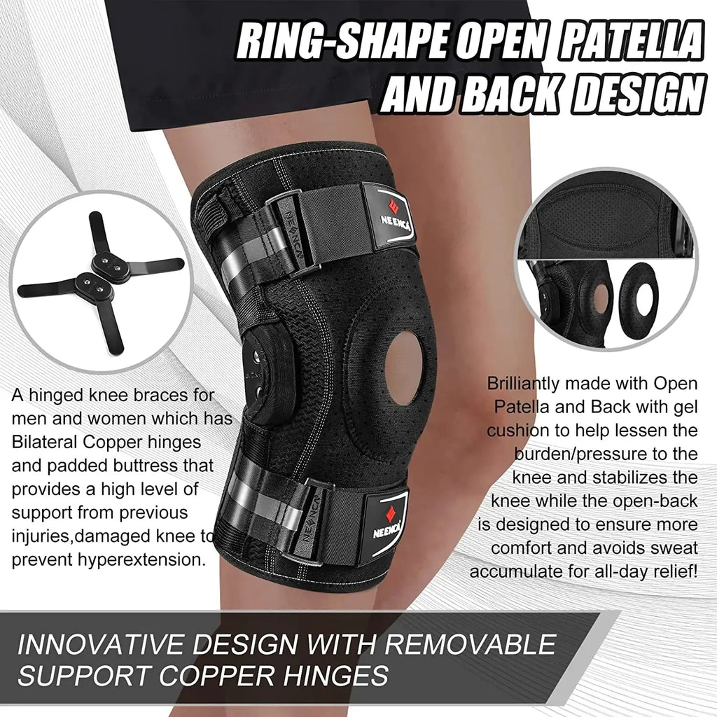 NEENCA Hinged Knee Brace for Knee Pain Knee Support with Side Stabilizers Joint Pain Relief Arthritis Meniscus Tear ACL PCL NEENCA Fully Hosted Store