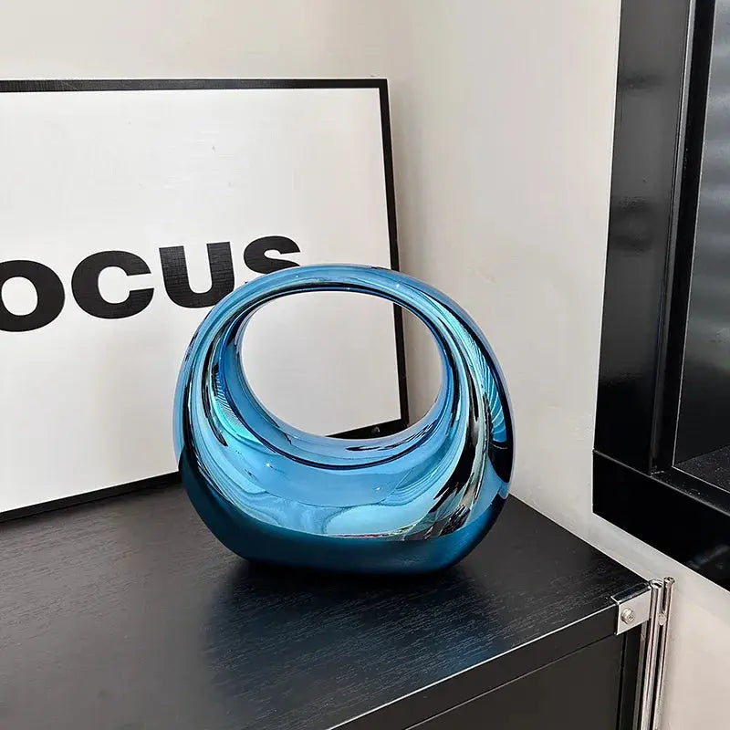 MOODS Golden Evening Handbag For Women PVC Wrist Bag Dinner Party Wedding Round Handle Clutch Purse 2024 Luxury Designer Handbag The Moods Boutique Store