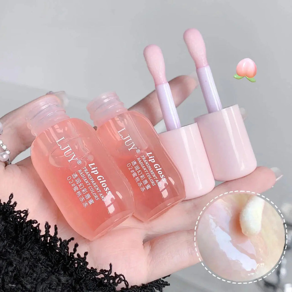 Fruit Crystal Jelly Lip Oil Hydrating Transparent Glass Lip Gloss Plumping Clear Lip Plumper Serum Lips Care Makeup Cosmetics KEMZLA Store