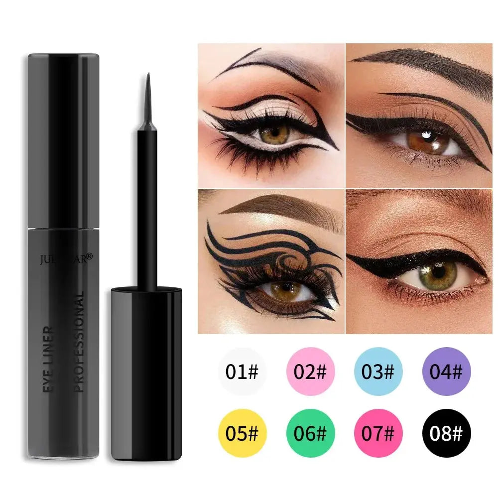 8 Color Eyeliner Liquid Pencil Waterproof Easy To Wear Make Up Matte Eye Liner Blue Pink Green White Black Purple Yellow Eyliner HMEINA Store