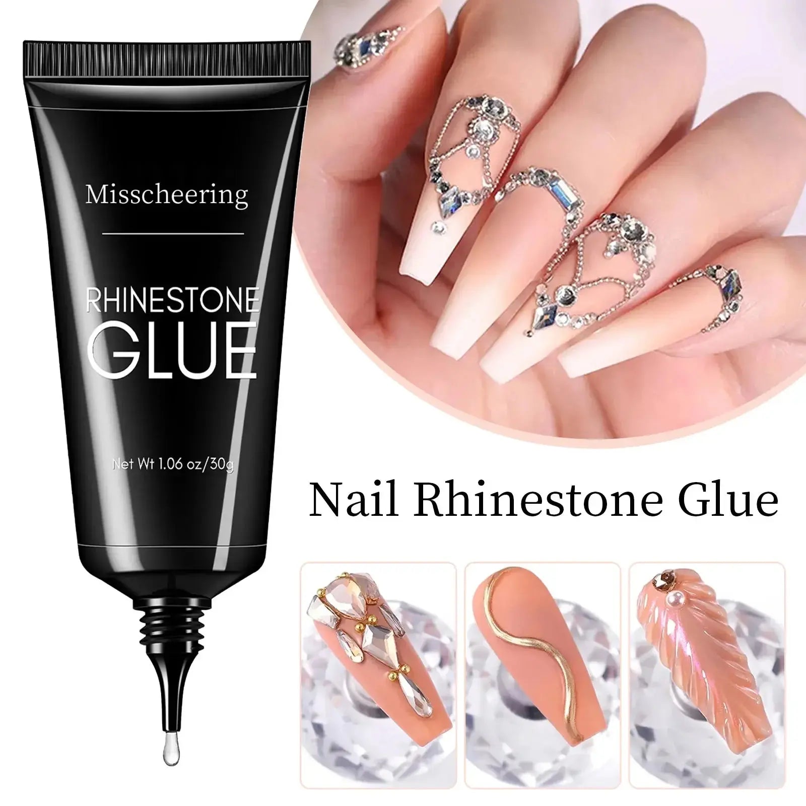 30g Nail Rhinestone Glue for Nails Super Strong Gel Nail Glue for Nail Charm 3D Nails Bling Gel Decoration Gem Nail Art Diamonds Misscheering Official Store