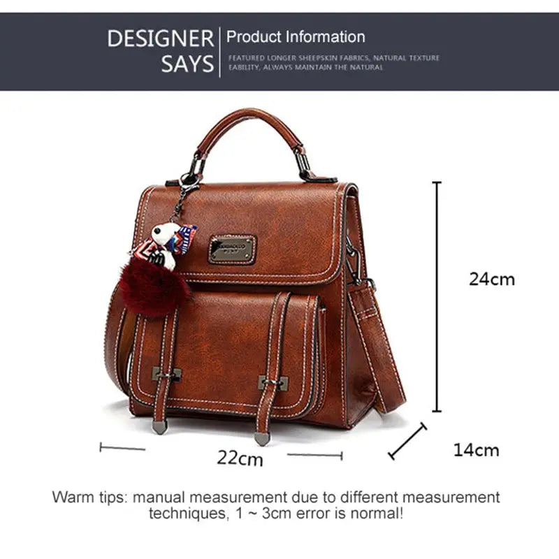Vintage Women's Backpack 2025 New PU Leather Girls Shoulder Bag Multifunctional Large Capacity Crossbody Bags Student Backpacks Angel Wish Store