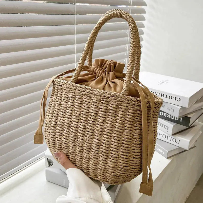 Women Summer Straw Rattan Woven Handbags Small Clutch Retro Ladies Basket Beach Bag Vacation Travel Shopping Totes Purse Bolsos Handmade Creation Bag Store
