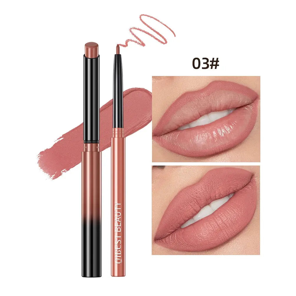QIBEST 2pcs Lipstick Lipliner Pen Set Matte Velvet Lip Liner Pencil Contour Makeup Sexy Red Lip Stick Long Lasting Cosmetics QiBest Official Store