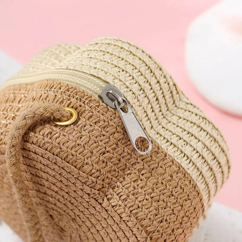 Summer Travel Children's Straw Shoulder Bags Flower Knitted Baby Girls Beach Coin Purse Seaside Cute Kids Woven Crossbody Bag CuteHana Store