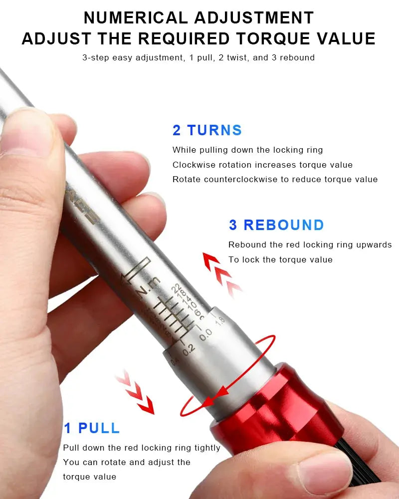 RIDERACE Bicycle Torque Wrench Set 15Pcs 1/4" 2-24Nm Dual Direction Bike Allen Key Tool Socket Spanner Pro Motorcycle Repair Kit RIDERACE Outdoor Store