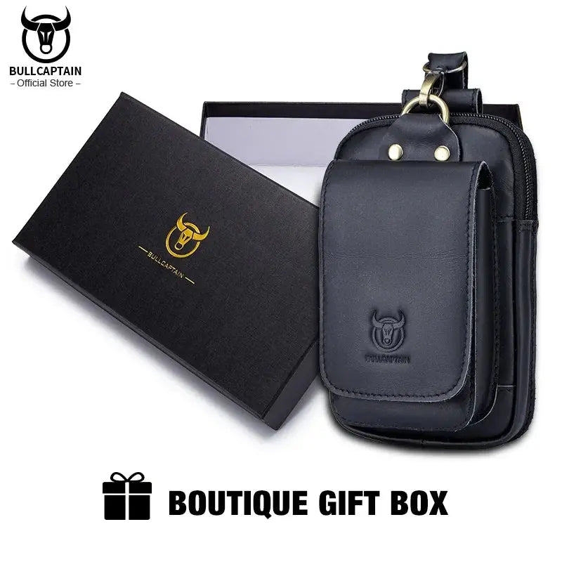 BULLCAPTAIN Fashion Quality Leather Small Summer Pouch Hook Design Waist Pack Bag Cigarette Case 6" Phone Pouch Waist Belt Bag BULLCAPTAIN Official Store