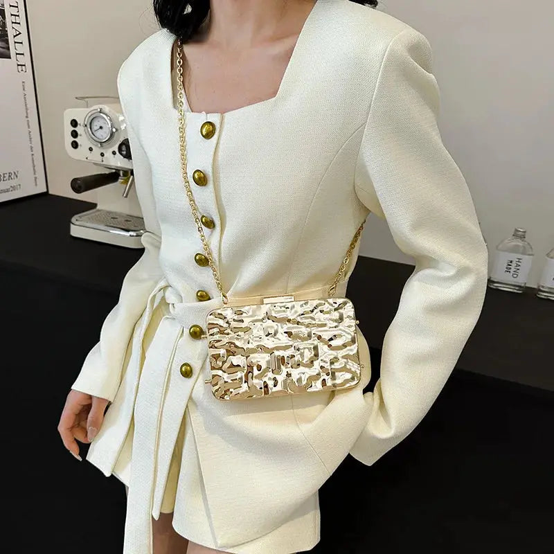 MOODS Luxury Golden Evening Bags For Women Wedding Dinner Party Chain Shoulder Cross Body Bag 2024 Designer Purses And Handbags The Moods Boutique Store