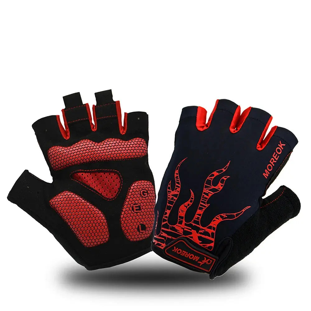 MOREOK Bike Gloves Breathable 5mm Gel Pads MTB Mountain Road Bicycle Gloves Shock-absorbing Half Finger Cycling Gloves Men Women MOREOK Official Store