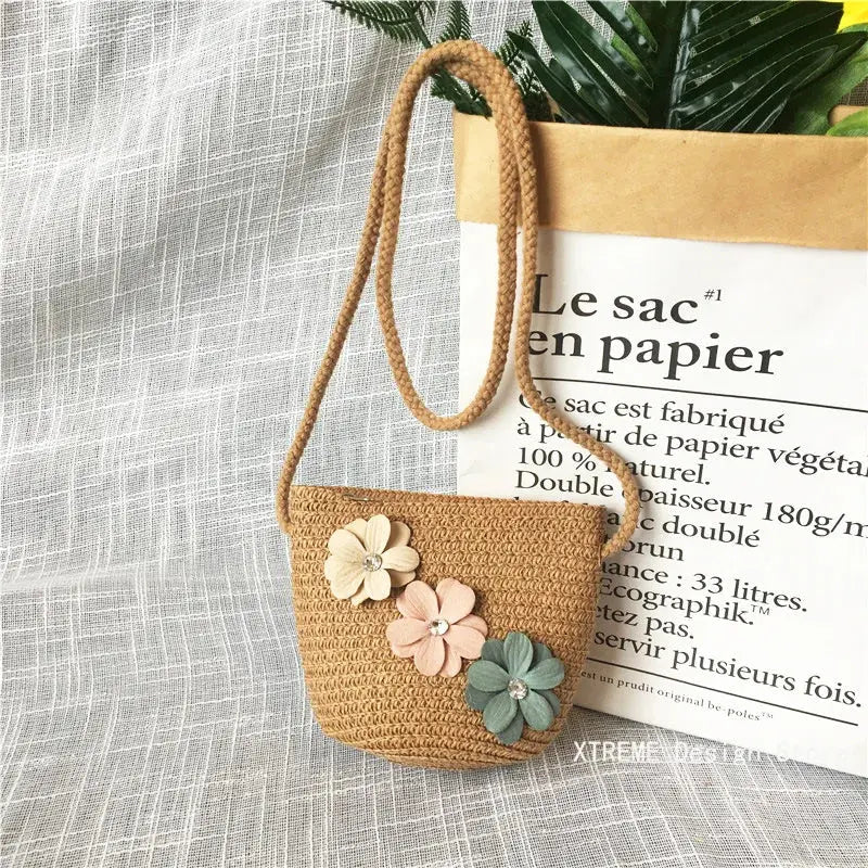 Summer Children's Straw Woven Messenger Bag Lovely Girls Small Coin Purse Handbags Baby Kids Mini Shoulder Bags Princess Wallet XTREME Design Store
