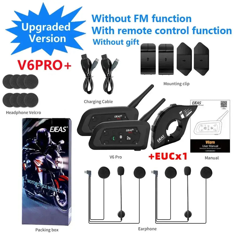 EJEAS V6 PRO+/PLUS Motorcycle Helmet Bluetooth Walkie Talkie 6 Rider Distance 800 Meters Waterproof IP67 EAuto Global Store