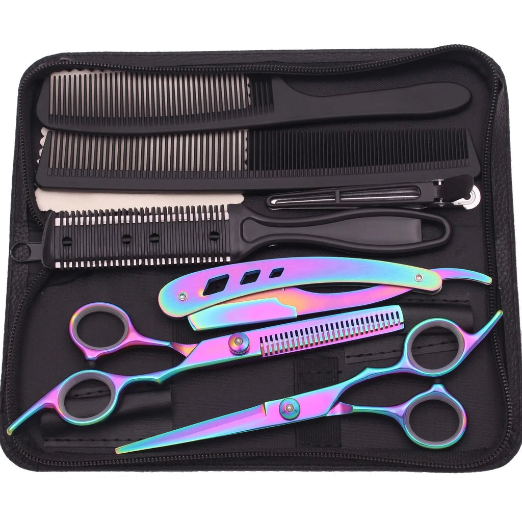 6.0'' Hair Scissors Professional Cutting Shears Thinning Hairdressing Haircut Comb Razors Sets Salon Barber & Home Dropshipping Professional Hair Scissors Store