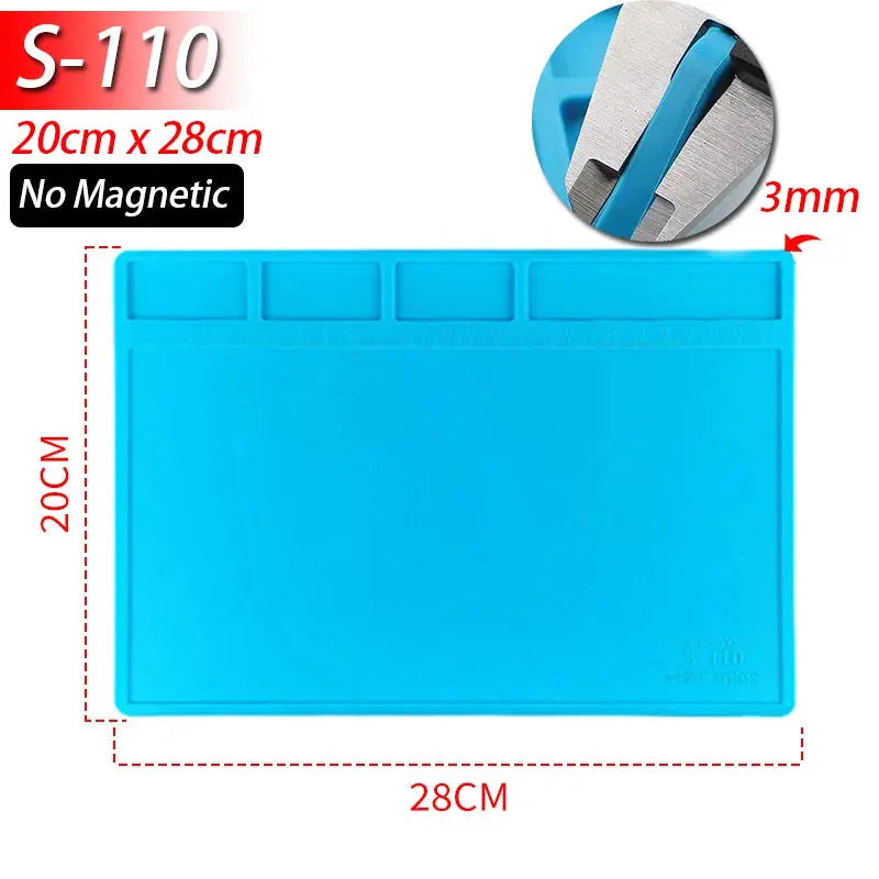 Soldering Station Mat Silicone Work Mat Heat Resistant 932°F Anti-Static Magnetic Mat for Electronic Phone Laptop Watch Repair Dikkamon Store