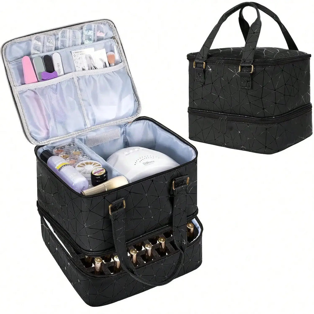 Women's Portable Double-layer Nail Polish Storage Bag Organizer Travel Essential Oil Storage Box Multi-function Storage Bag Zilla Bag Store
