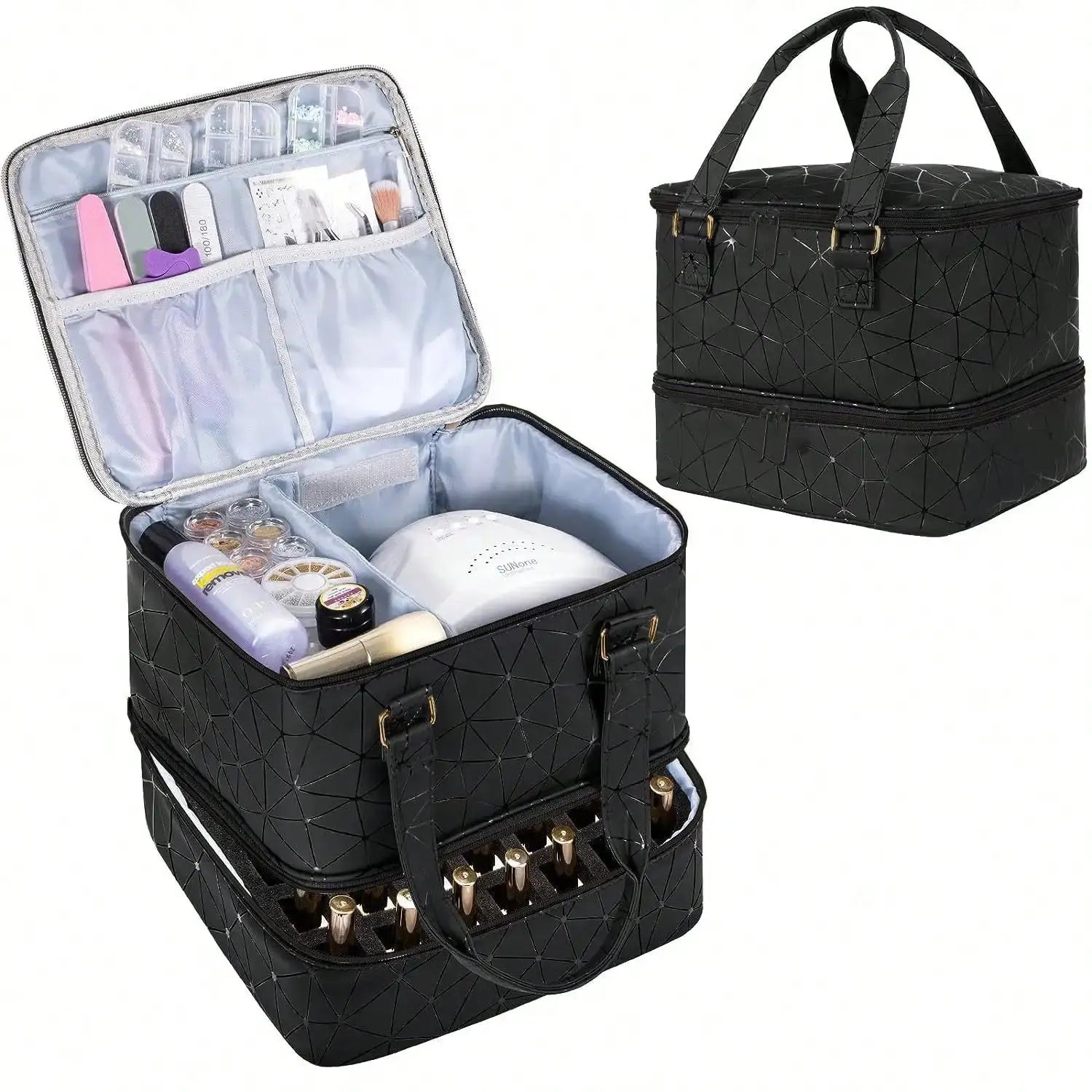 Women's Portable Double-layer Nail Polish Storage Bag Organizer Travel Essential Oil Storage Box Multi-function Storage Bag Zilla Bag Store