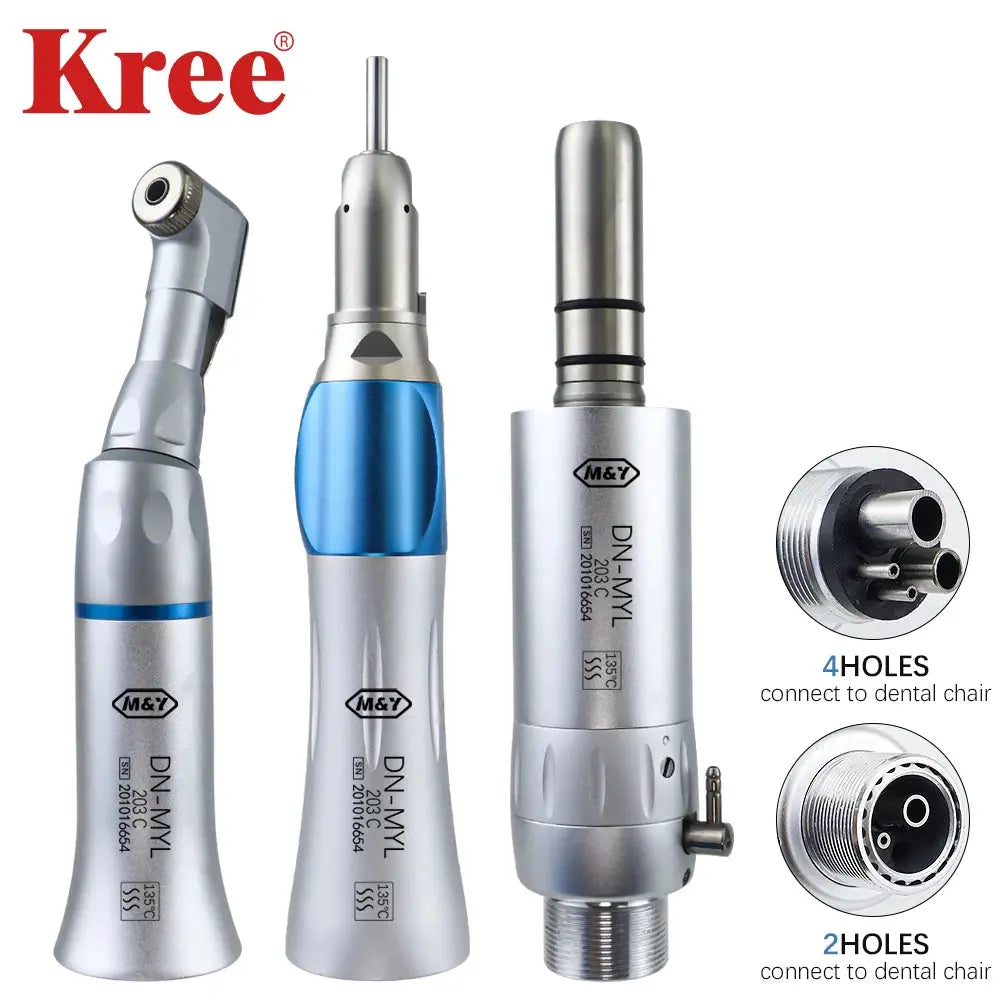 Dental Low Speed Handpiece Kits 203C 2/4 Hole Air Motor Contra Angle Straight Handpiece Dentists Equipment Tools Super Dental Store