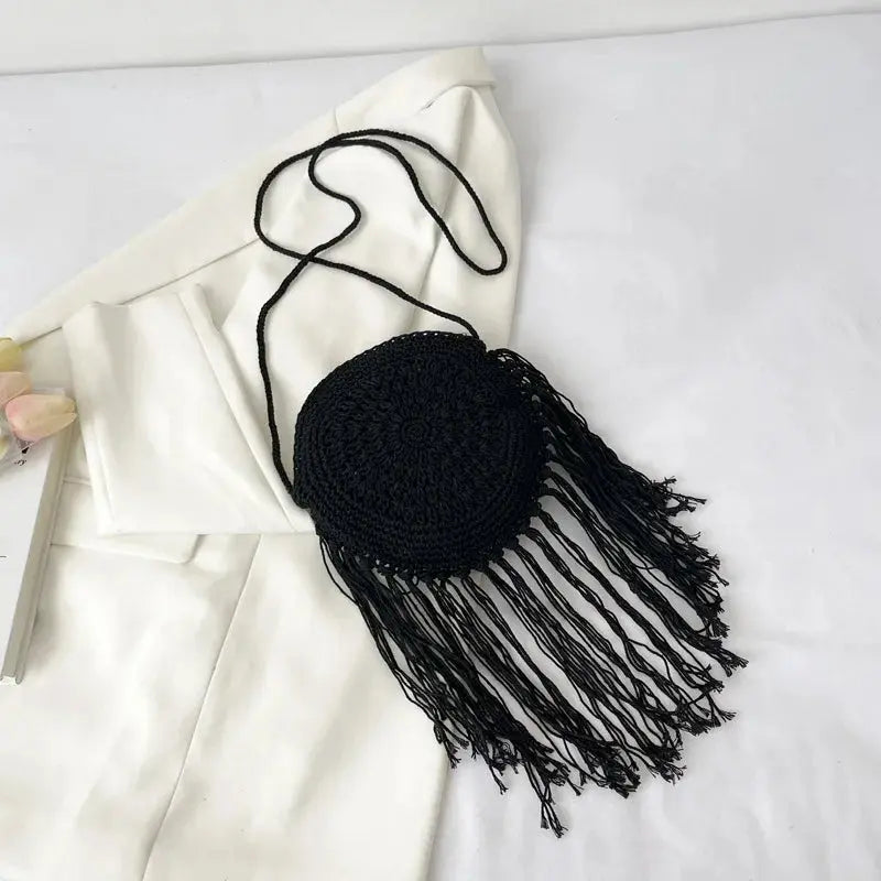 Handmade Cotton Woven Knitted Tassel Crossbody Bag Vintage Shoulder Messenger Bag Female Fashion Beach Summer Handbags 2023 bag Angel LOVE Bag Store