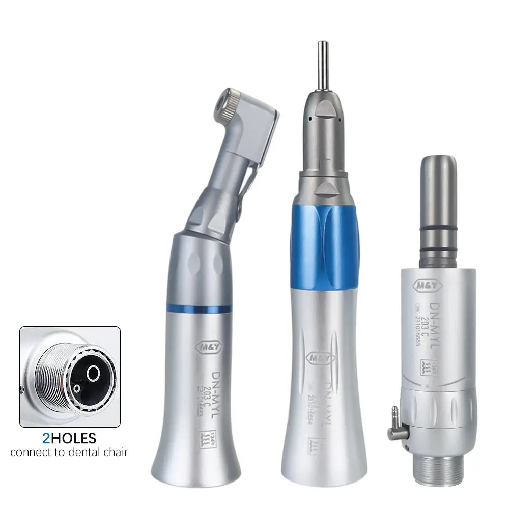 Dental Low Speed Handpiece Kits 203C 2/4 Hole Air Motor Contra Angle Straight Handpiece Dentists Equipment Tools Super Dental Store