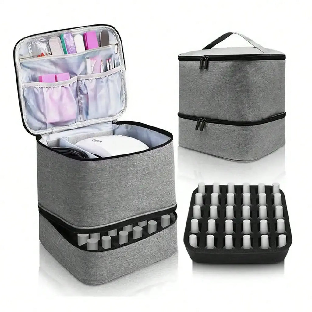 Women's Portable Double-layer Nail Polish Storage Bag Organizer Travel Essential Oil Storage Box Multi-function Storage Bag Zilla Bag Store