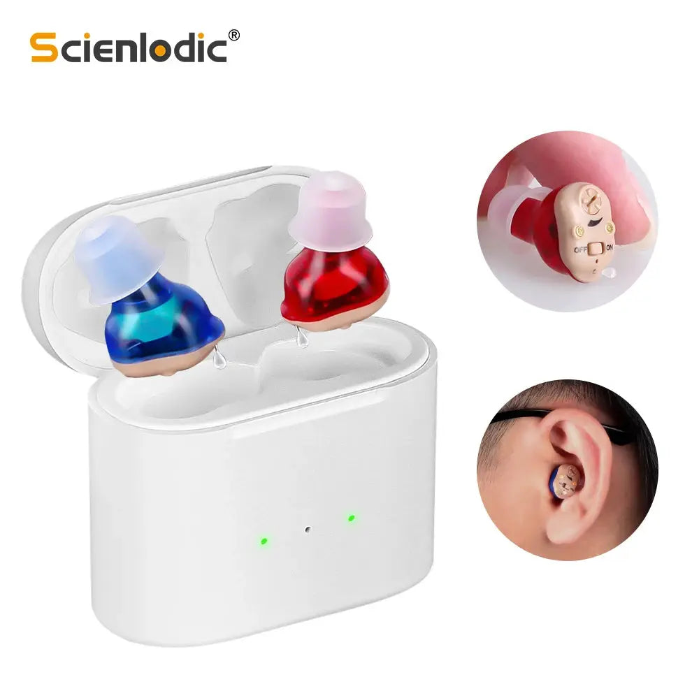 Elderly Hearing Aid Rechargeable ITE Deaf The Listening Device Mini Wireless Sound Amplifier Invisible Hearing Aids Headphones ViveFit Store