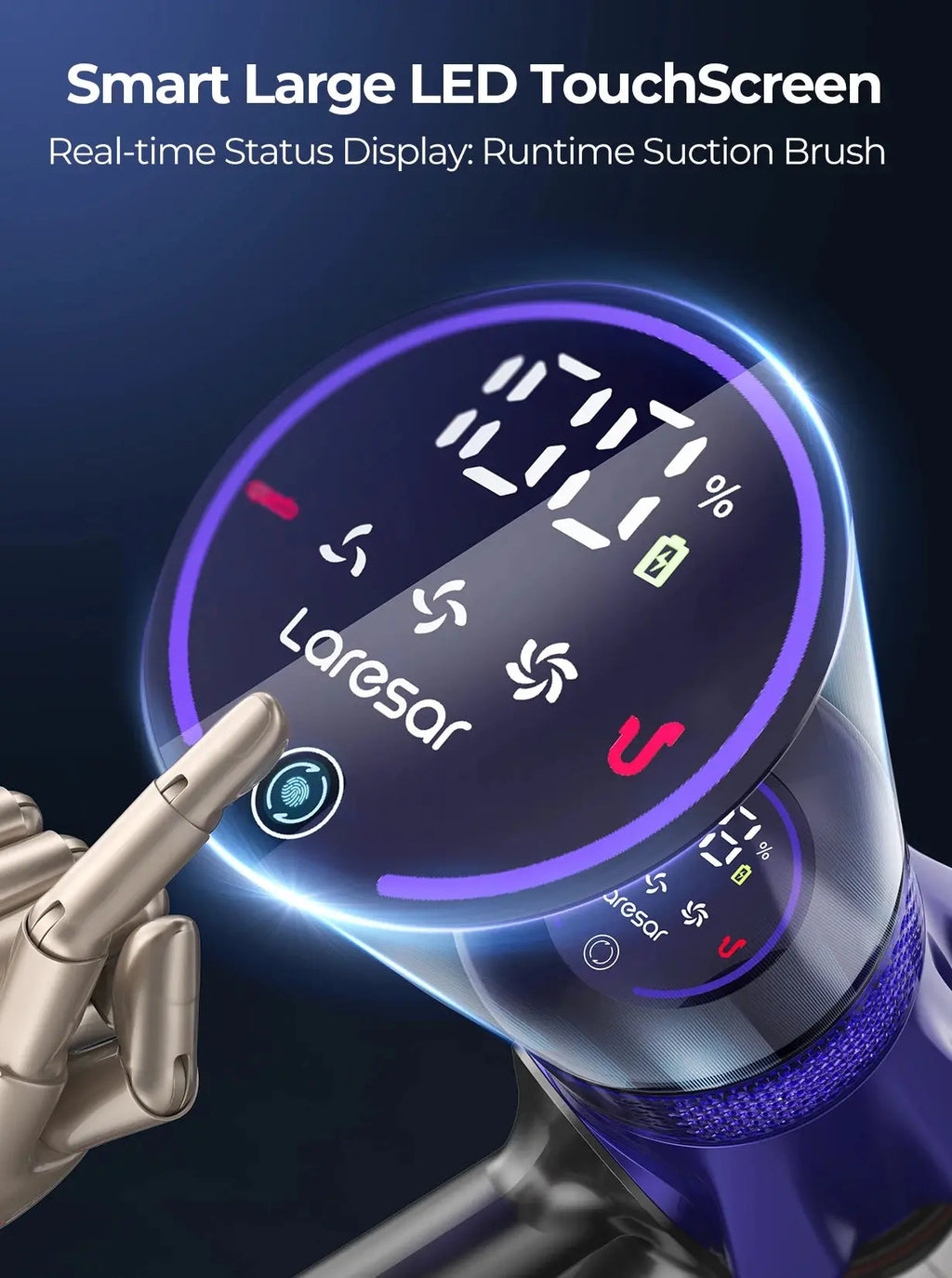 Laresar V7 500W 50KPA Suction Power Cordless Vacuum Cleaner  Handheld smart Home appliance Removable Battery Dust Cup Laresar Europe Store