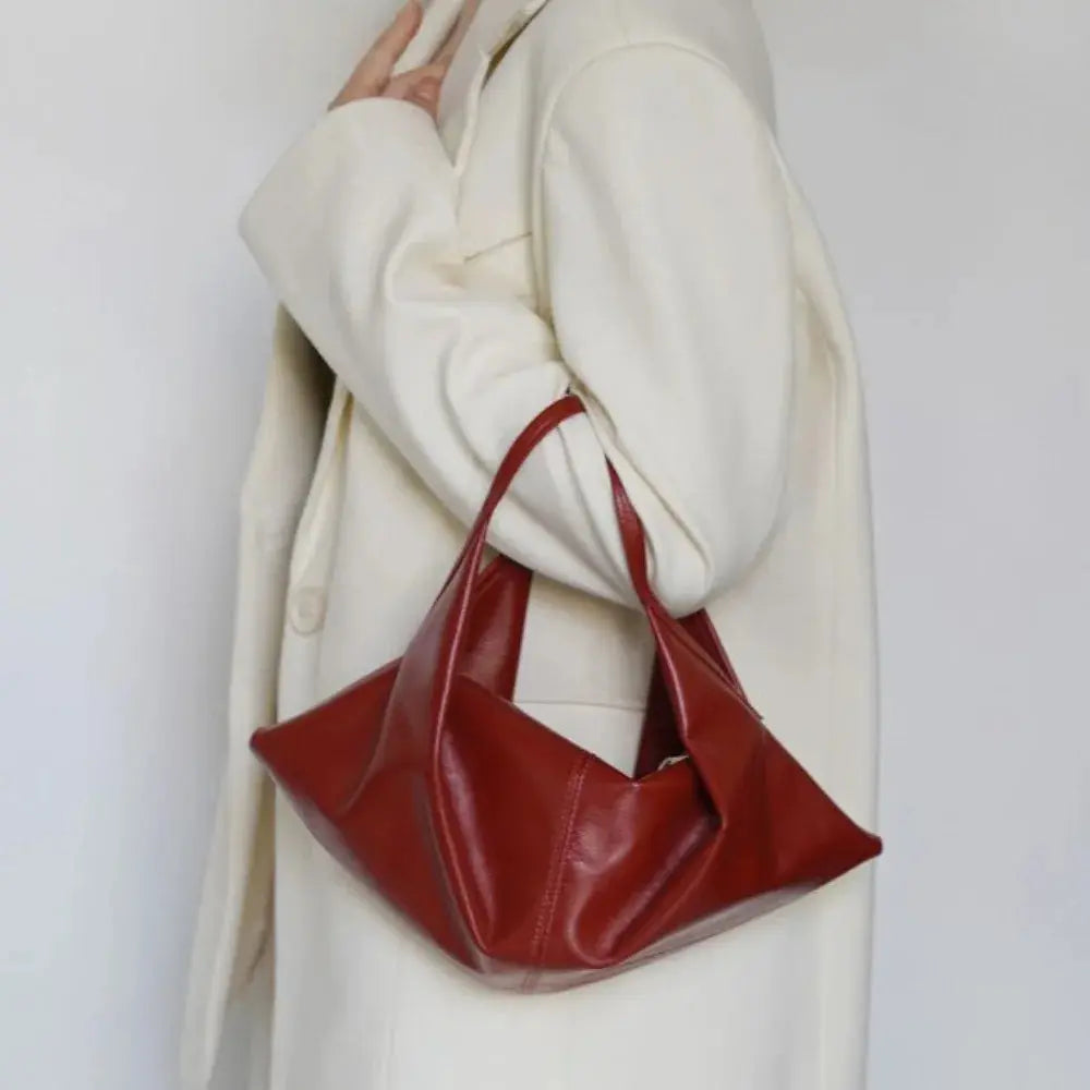 Soft Leather Croissant Crossbody Bag Commuting Vintage Lazy Style Shoulder Bag Korean Style Hobos Oil Wax Leather Handbag Travel LayLa Bag Store