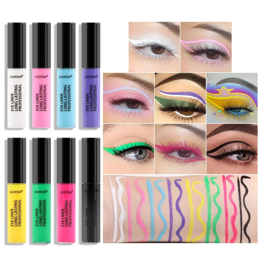 8 Color Eyeliner Liquid Pencil Waterproof Easy To Wear Make Up Matte Eye Liner Blue Pink Green White Black Purple Yellow Eyliner HMEINA Store