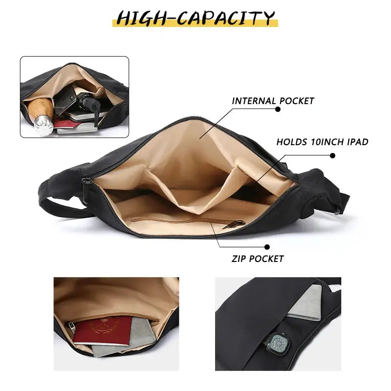 MOYYI Light Weight Minimalism Hobo Crossbody Bag Men Women Fashion Thin Banana Crescent Shoulder Bag Nylon Cross Body iPad Bag MOYYI Official Store