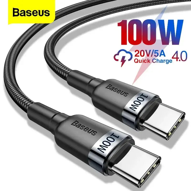 Baseus 100W/5A USB C To USB Type C Cable For iPhone 16 15 PD Fast Charging Charger Cord For Macbook Samsung Xiaomi Type-C Cable BASEUS Flagship Store