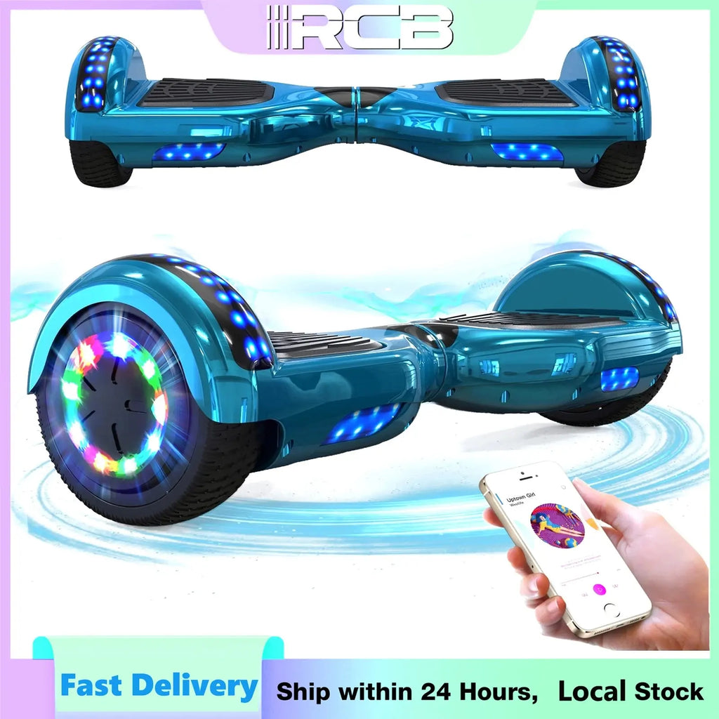 RCB Hoverboard, 6.5 Inch Two Wheel Hoverboard with Bluetooth Speaker with LED Light, Hoverboard Great Gift for Kids and Adults RCB Ship Store
