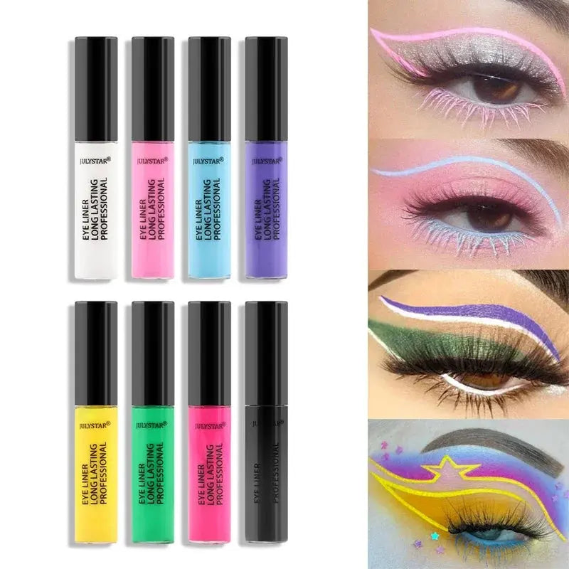 8 Color Eyeliner Liquid Pencil Waterproof Easy To Wear Make Up Matte Eye Liner Blue Pink Green White Black Purple Yellow Eyliner HMEINA Store