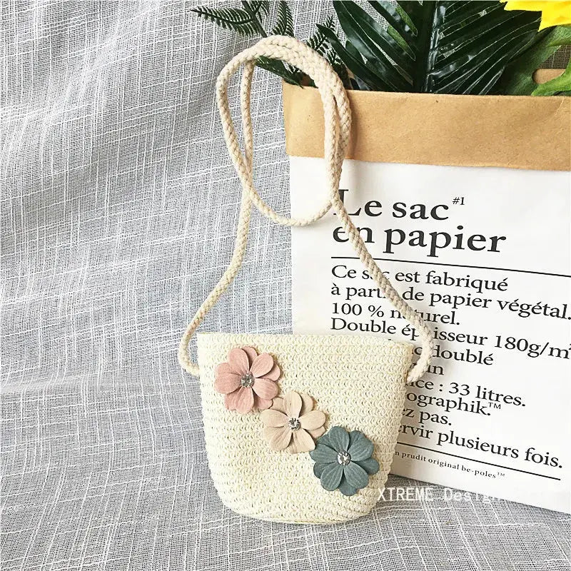 Summer Children's Straw Woven Messenger Bag Lovely Girls Small Coin Purse Handbags Baby Kids Mini Shoulder Bags Princess Wallet XTREME Design Store