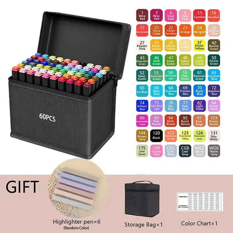 24/36/48/60/80/120/168/262 Colors Alcohol Drawing Markers Dual Tip Permanent Art Sketch Markers for Illustration School Supplied Shop1103053265 Store