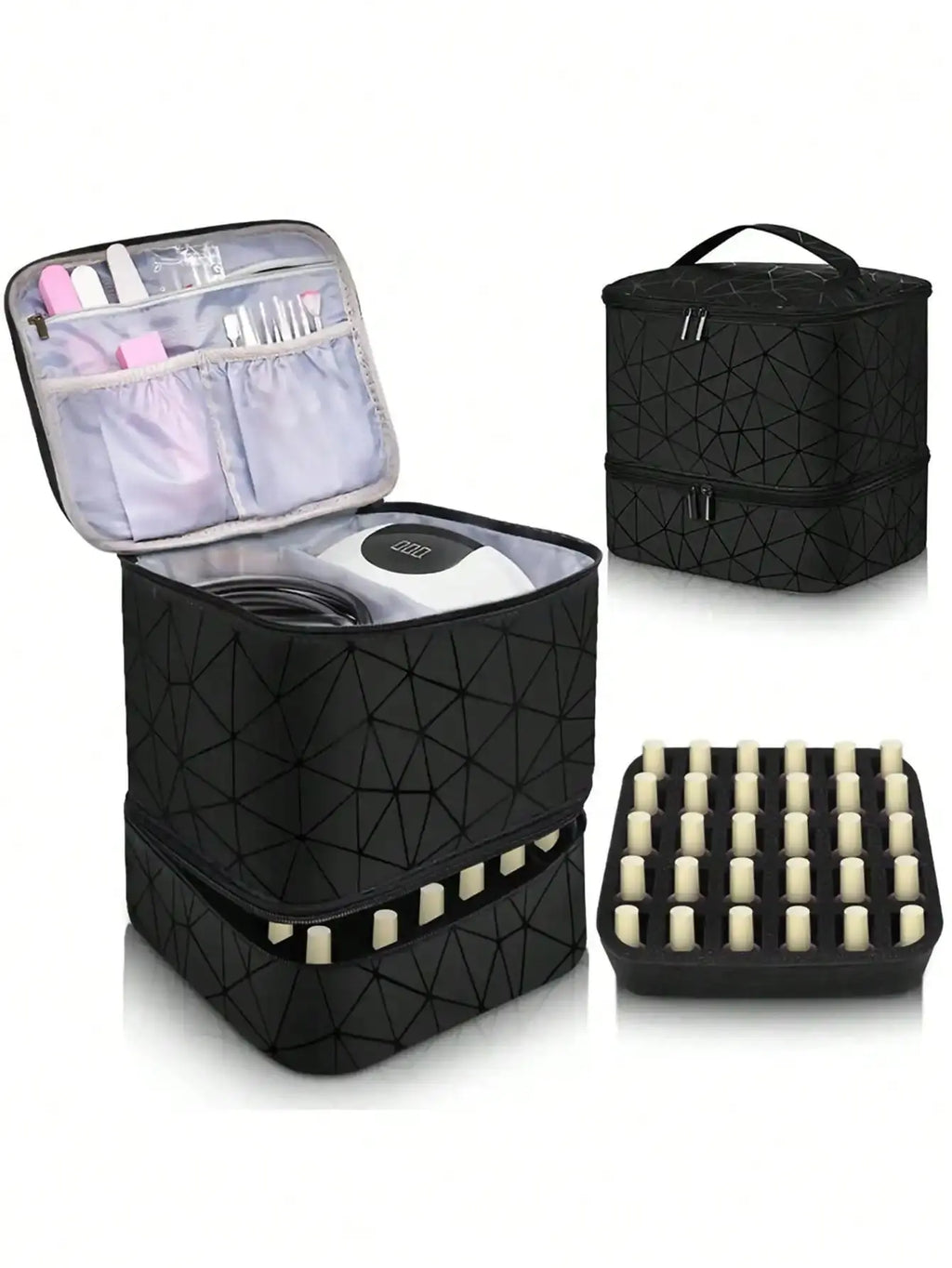 Women's Portable Double-layer Nail Polish Storage Bag Organizer Travel Essential Oil Storage Box Multi-function Storage Bag Zilla Bag Store