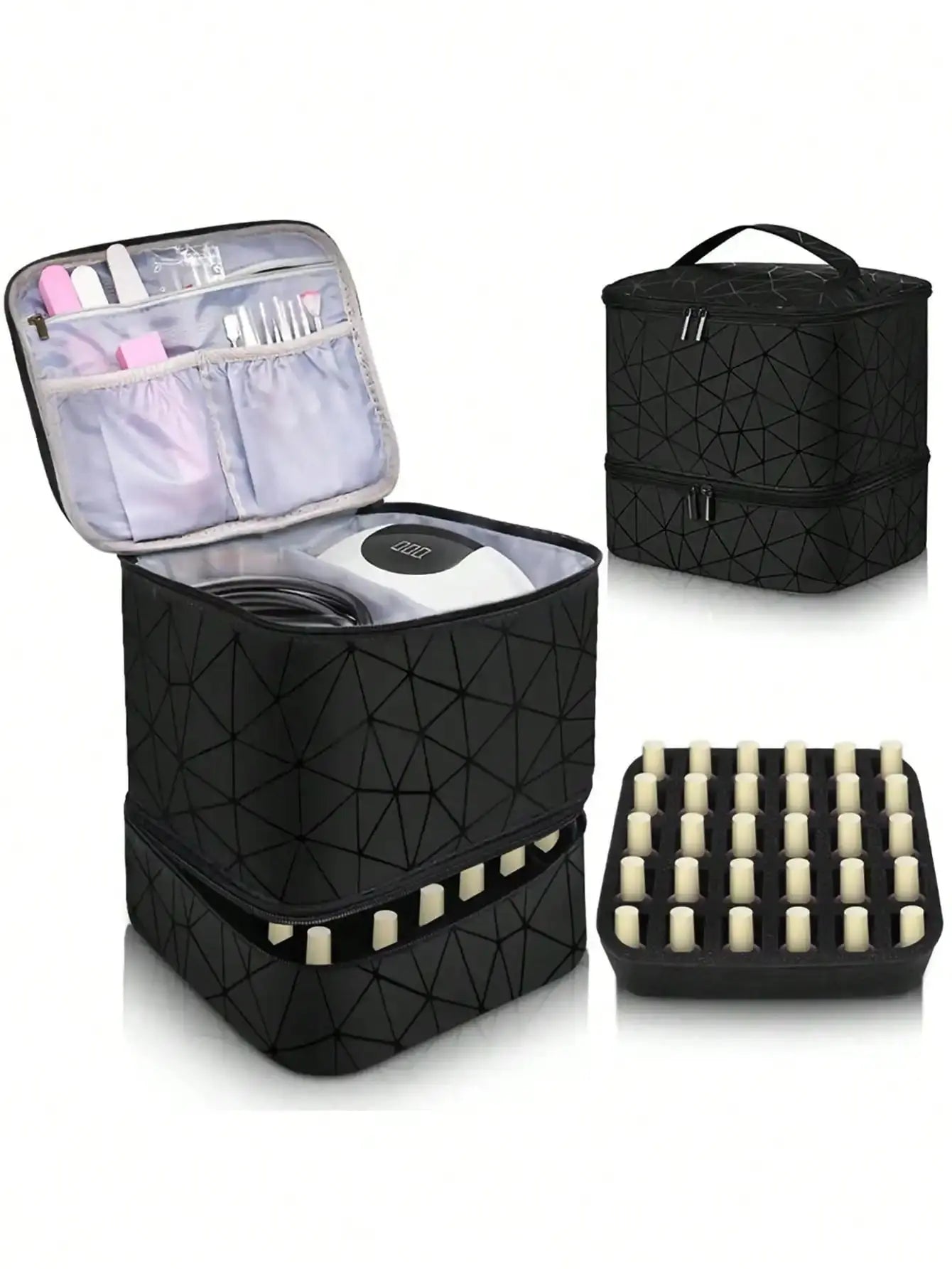 Women's Portable Double-layer Nail Polish Storage Bag Organizer Travel Essential Oil Storage Box Multi-function Storage Bag Zilla Bag Store