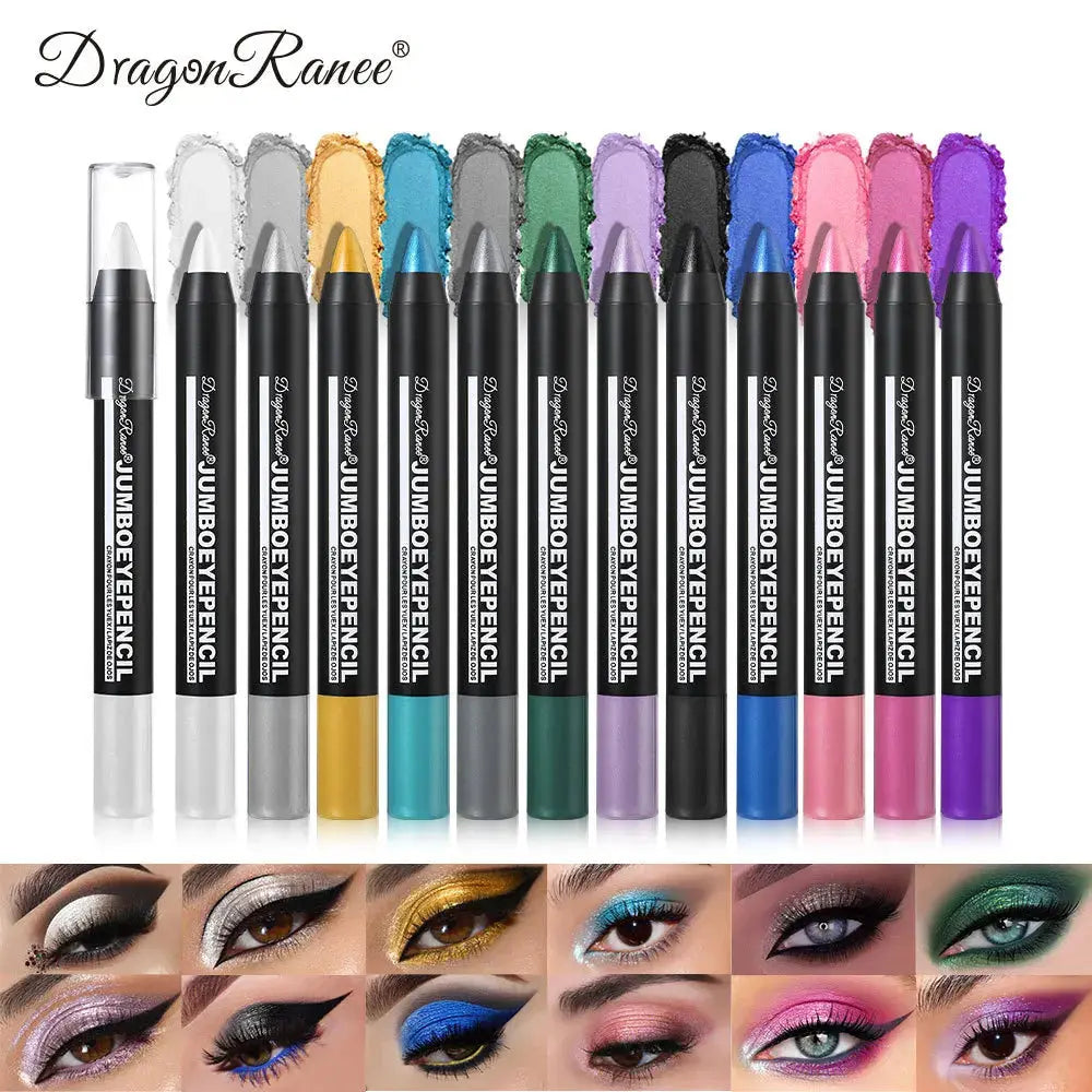 Smoky Dark Green Eyeshadow Pencil Stick Waterproof Pearlescent 12 Colors Metallic Glitter Eye Shadow Highlighter Pen Makeup Tool HMEINA Store