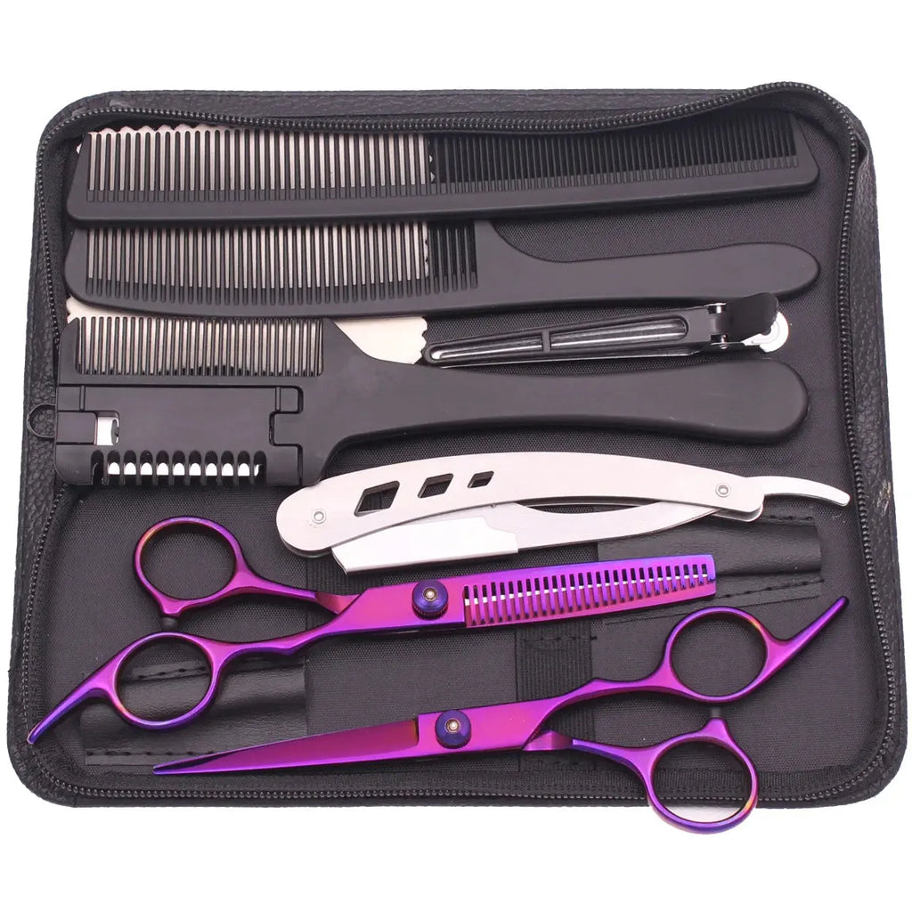 6.0'' Hair Scissors Professional Cutting Shears Thinning Hairdressing Haircut Comb Razors Sets Salon Barber & Home Dropshipping Professional Hair Scissors Store
