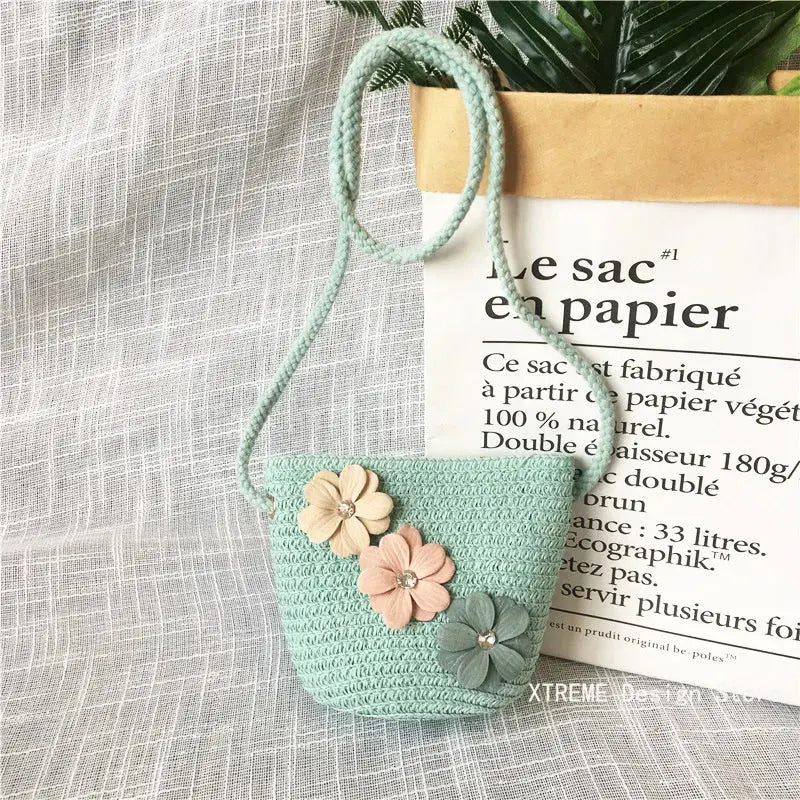Summer Children's Straw Woven Messenger Bag Lovely Girls Small Coin Purse Handbags Baby Kids Mini Shoulder Bags Princess Wallet XTREME Design Store