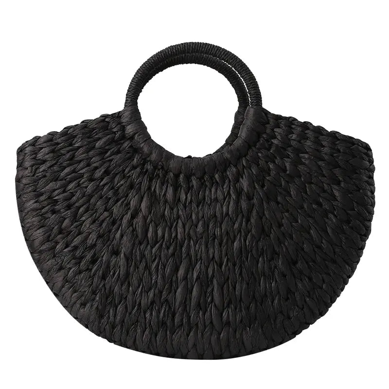 Simple All-Match Handbag Ladies 2024 New Handbags Women Round Bucket Straw Bag Korean Handmade Woven Basket Rattan Handbag Shop5836257 Store