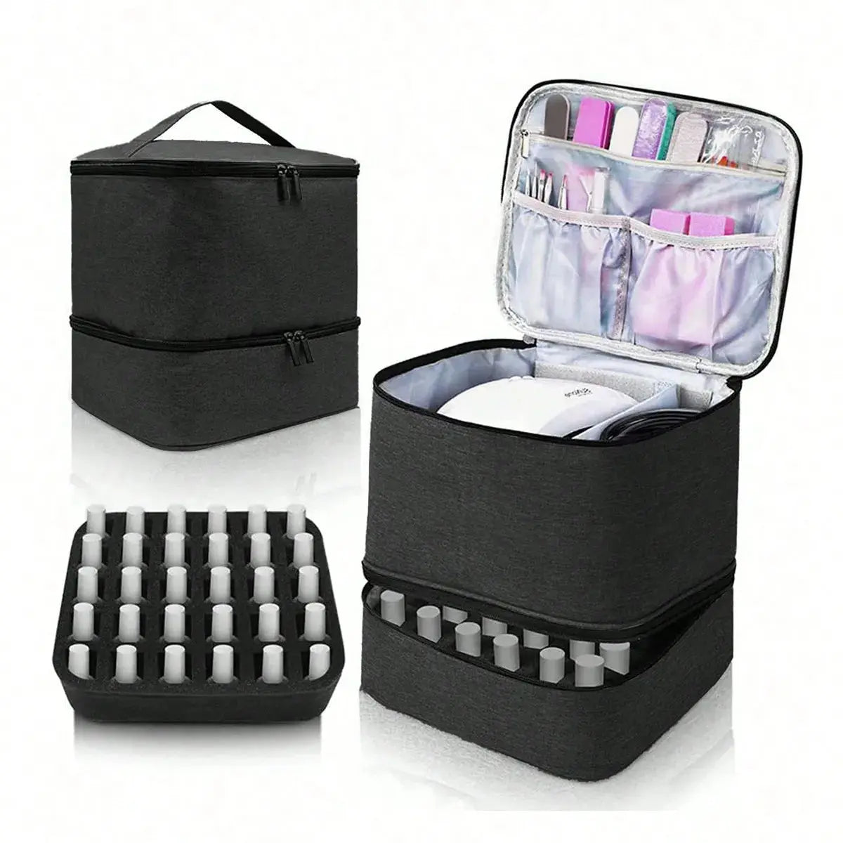 Women's Portable Double-layer Nail Polish Storage Bag Organizer Travel Essential Oil Storage Box Multi-function Storage Bag Zilla Bag Store