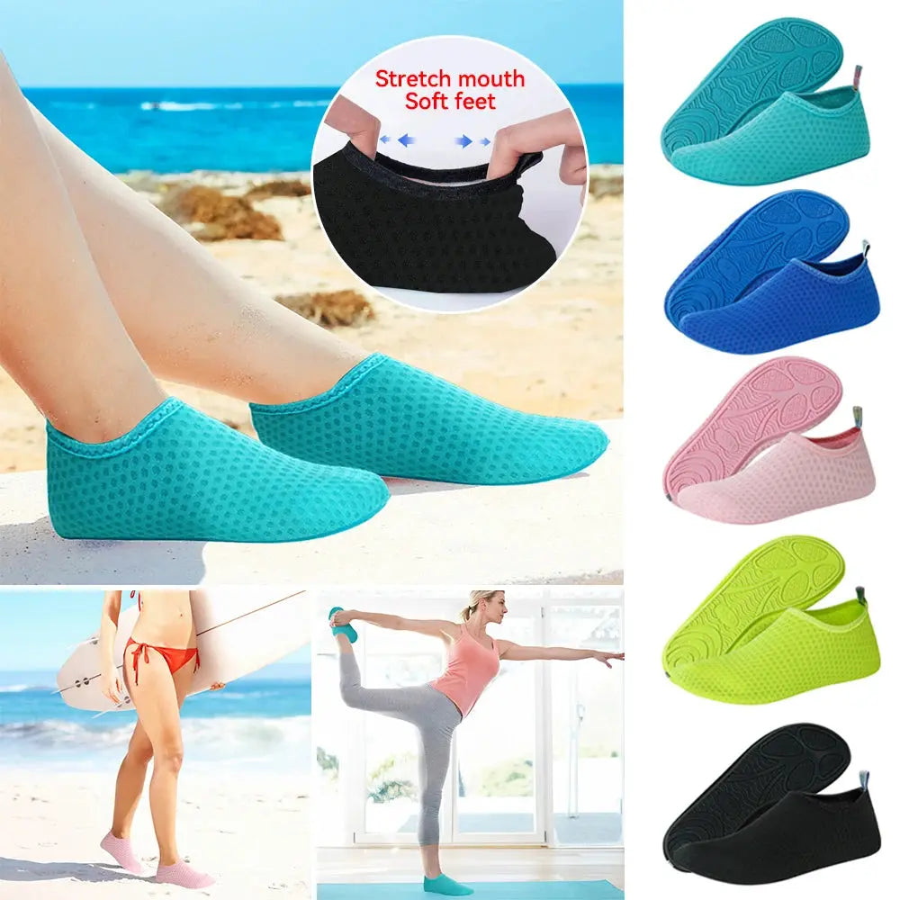 Water Shoes Rubber Sole Mesh Hole Quick Dry Diving Shoes Unisex Beach Swimming Diving Socks Non-Slip Seaside Surfing Adult Kids Sportwear Party Store